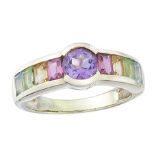 Ring Regenbogenring Farbsteine 585er Gelbgold