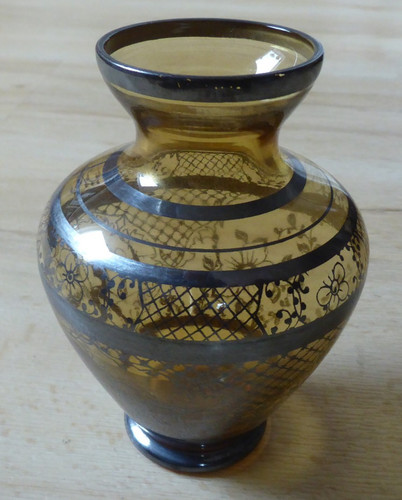 Vase 1900 silver overlay - vase,