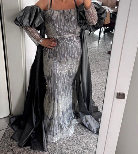 Abendkleid lang silber