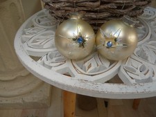 2 Vintage Weihnachtskugeln Christbaumschmuck silber gold