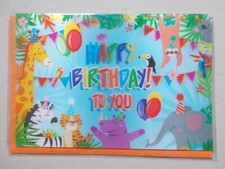Karte 3D/Wackelbild 13 x 19 cm groß neutral Tiere lustig Umschlag Happy Birthday