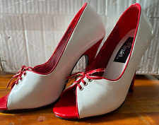 *Pleaser* rassig  Pumps High Heel weiß-rot Absatz in rot 36 wie Neu Frühling