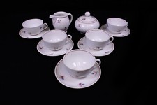 Service VEB Freiberger Porzellan Streublumen roter Rand 5 Personen 12 Teile