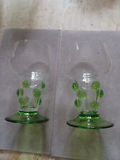 2 Weingläser Grün Glas  Theresienthal  12 cm