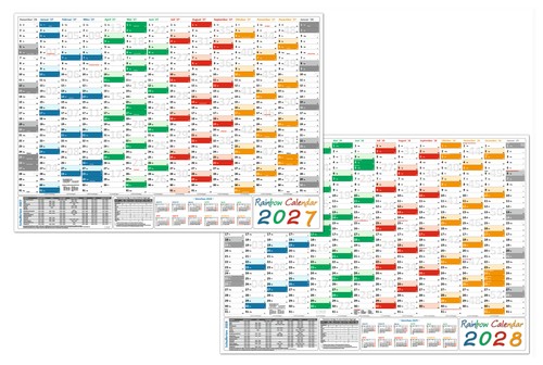 Rainbow wandkalender din - din, a0