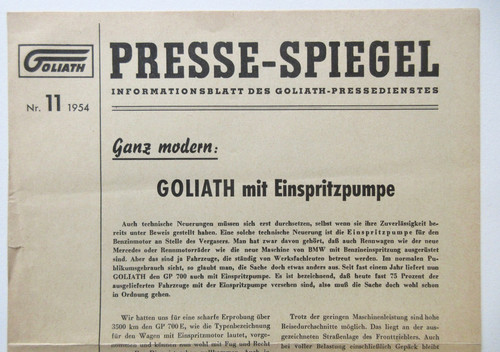 Goliath presse spiegel 1954 - goliath, 11/1954