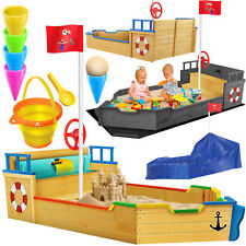 KIDIZ® Sandkasten Ahoi Piratenschiff Boot Schiff aus Holz groß Sandbox Sandkiste