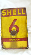 Altes seltenes Reklame Emailschild Shell 6 Notizen Tankstelle Oldtimer Parkplatz