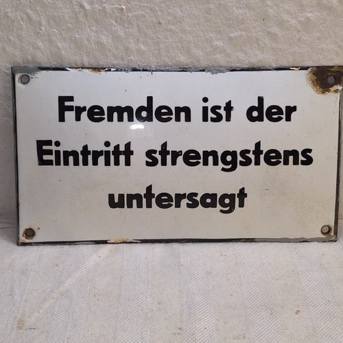 Antikes emaileschild fremden - , "fremden