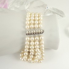 Armband 120 Akoya Zuchtperlen Verschluß 333 Weißgold 8K 7 kleine Perlen 21 cm