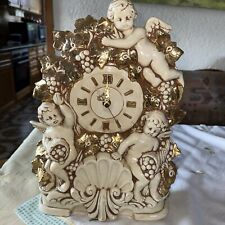 Große SCIOTO 1993 Kamin Uhr Porzellan Putte Engel goldverziert Nummeriert S.2602