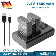 2Pcs EN-EL14 EN-EL14a Akku &