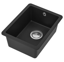 Einbauspüle Schwarz/Quarzkomposit 36x46cm Ohne Abflüsse Bodenablauf
