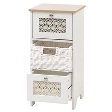 B-Ware Kommode MCW-O75, 3 Schubfächer Korbschubladen 63x30x30cm, natur-weiß