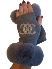 Glitzer handschuhe mit fell - glitzer,