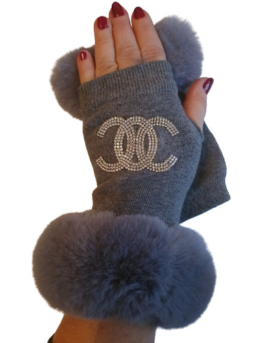 Glitzer handschuhe mit fell - glitzer,
