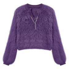 Damen Kunstfell Pullover