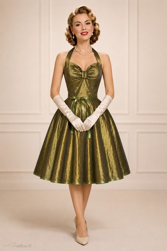 Taftkleid 50er jahre grün - taftkleid,