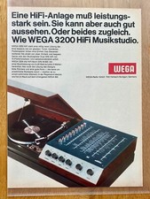 WEGA 3200 HiFi Musikstudio Original 1967 Vintage Advert Werbung Reklame