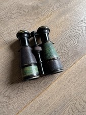 Antikes Leder FERNGLAS DOPPELTELESKOP Mit KOMPASS 