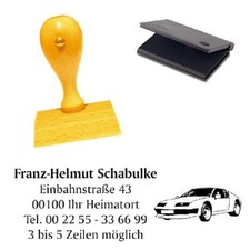Adressenstempel Holzstempel AUTO Kfz Stempel Geschäftsstempel Stempelkissen ✔️