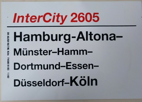 Zuglaufschild 21cm ic - 30*21cm,
