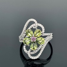 RING GR.17,5 (CA.55) AUS 925/-SILBER MIT SAPHIR & ZIRKONIA SCHMUCKJAGD