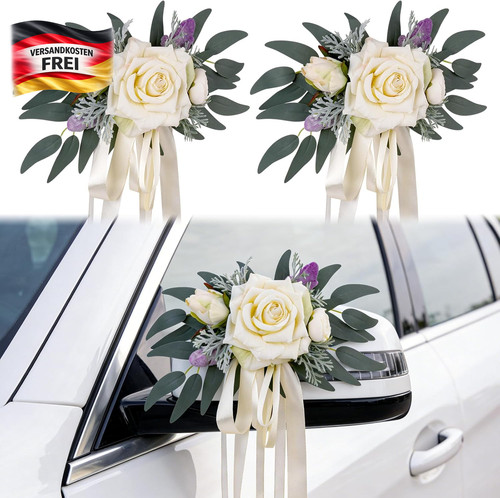 Hochzeitsauto deko set rosen - deko,