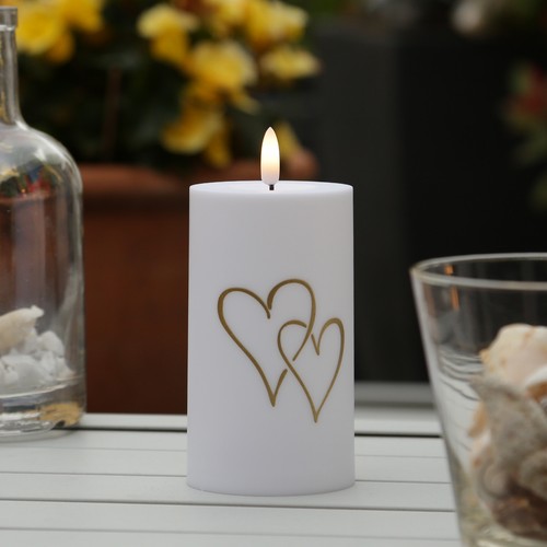 Led kerze goldene herzen - led,