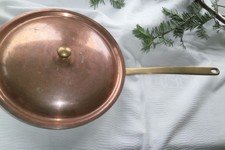 Kupferkochtopf- pfanne mit Deckel  24 cm Durchmesser, Messinggriff Serviertopf