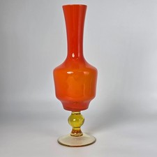 Vintage glas vase orange mid - glas,