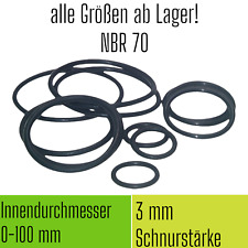 O-Ring NBR 70 ID Ø 0-100 x Schnurstärke 3 mm Dichtring Rundring 0 O Ring OR 👍