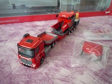 Herpa 314664 MB Actros Tieflade Sattelzug mit Asphalt Fertiger Kutter 1:87 i OVP