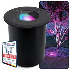 JUAVI Bodeneinbauleuchte IP67 schwarz rund inkl. Smart Home GU10 RGBW 5W dimmbar