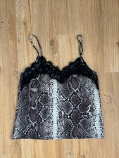 Zara Trafaluc Top M Reptil Spitze Tanktop Schlange Braun Schwarz