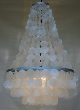 Deckenleuchte, Muschelkronleuchter, Muschelleuchte aus hunderten Capiz, Perlmut