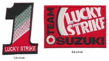 LUCKY STRIKE Aufnäher Patches 2 Stück Motorrad Suzuki Racing Team Moto GP MGP