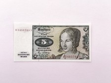 5 DM Schein, Banknote, Deutsche Mark, 2. Januar 1980, B-Serie, Kassenfrisch! RAR