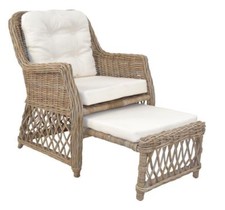 Rattansessel grau inkl. Kissen