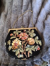 damen handtasche für theater schoppen  oper gobelin schöne blumen stickerei