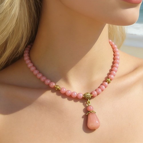 Rhodochrosite halskette mit - rhodochrosite,