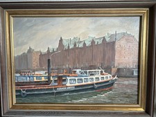 Ölgemälde Ölbild - Hamburg Speicherstadt, Hafenrundfahrt, signiert
