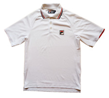 Fila White Line Pro Tennis Poloshirt Classic Björn Borg Retro Style weiß 48 S