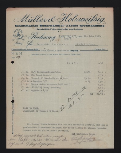 Leipzig rechnung 1935 - rechnung,