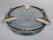 DEKORATIVER GLASASCHER MIT 925er SILBERMONTIERUNG, DÄNEMARK  830er SILBER #9600