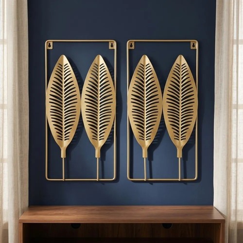 Blatt wanddeko gold - 2x,
