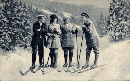 Skiläufer gruppenbild - ak,