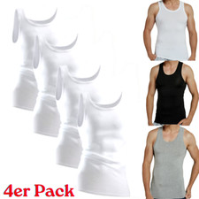 4er Pack Herren Unterhemden Baumwolle Feinripp Tank Top Achselhemd Gr M bis 3XL