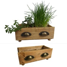 2er Set Blumentöpfe aus Holz - Schubladen Kräutertopf Pflanzkübel Kasten APO