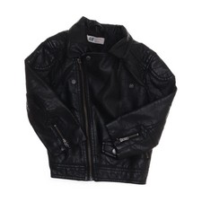 H&M, Bikerjacke, Unisex (Kinder), Größe: 92, Schwarz, Lederimitat/Polyester -ENe
